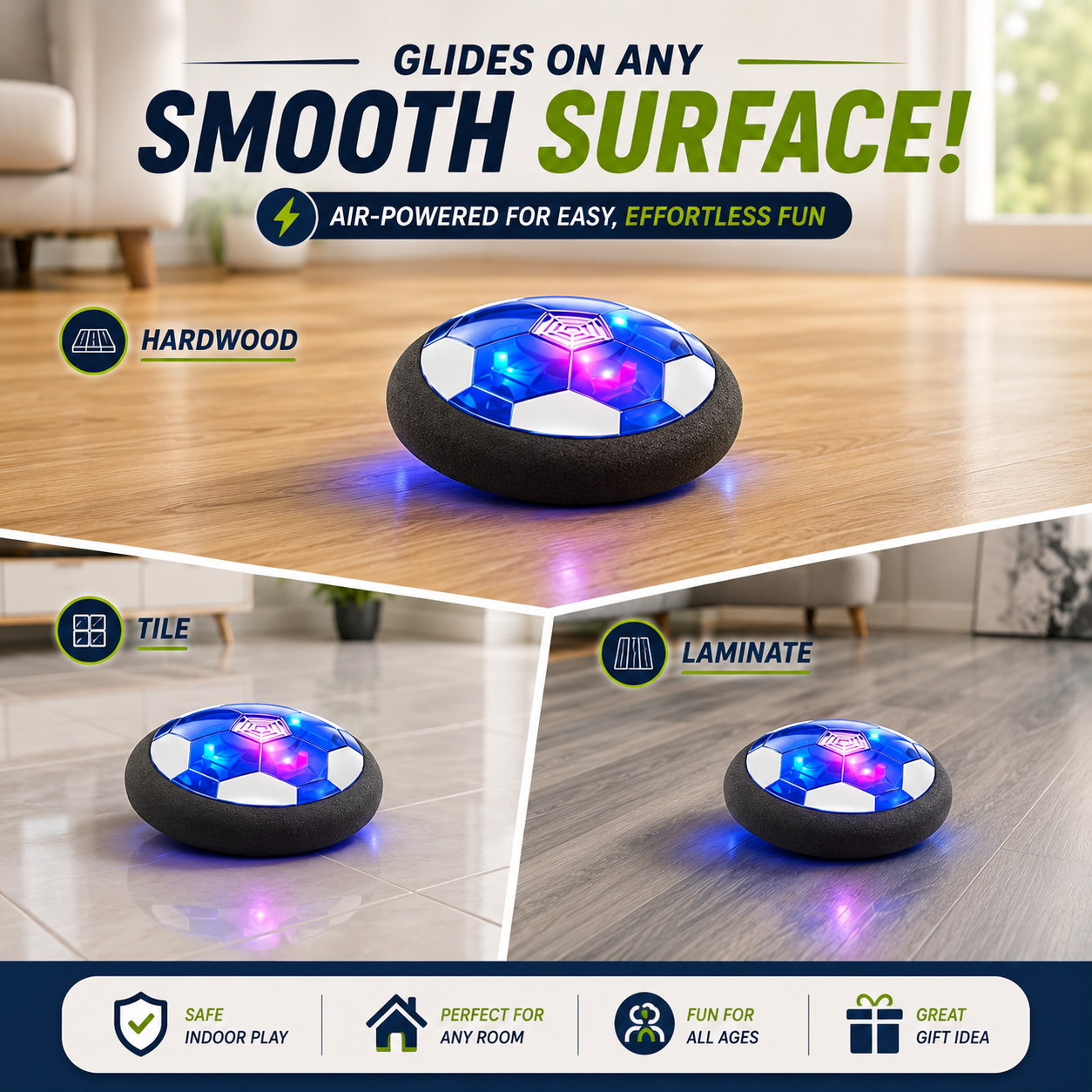 SoccerPulse Glow | Rechargeable Hover Soccer Ball