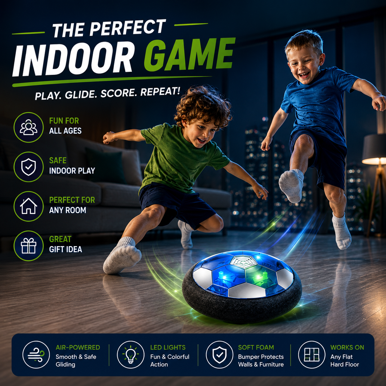 SoccerPulse Glow | Rechargeable Hover Soccer Ball